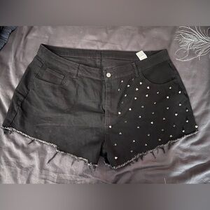 Black denim jean shorts with studs size 4X